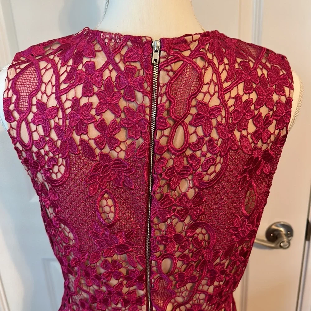Women's Sleeveless Lace Floral -Cocktail. Knee Length for Party. Pink.Size L. - Picture 9 of 16